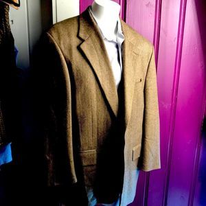 Todays Man 46 R Brown Tweed Jacket Herringbone Made in Canada V Nice Pure Wool